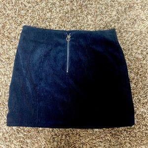 Lulus Navy Mini Corduroy Skirt with Zipper NWOT